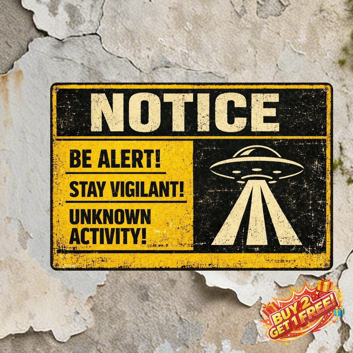 Retro UFO Alien Metal Sign Vintage Space Wall Decor Tin Plaque