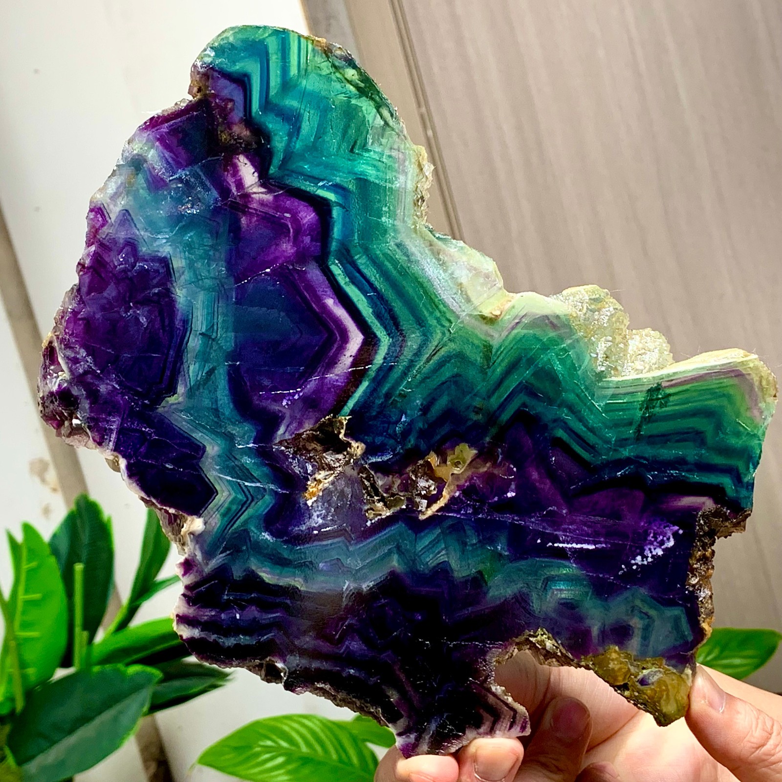 2.3LB Natural beautiful Rainbow Fluorite Crystal Rough slices stone specimens
