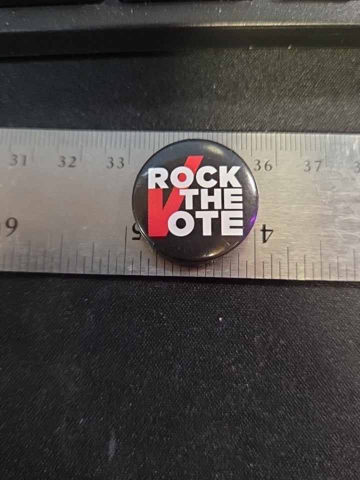 Vintage Original “Rock The Vote” ‘ Presidential Campaign Pin. 1993 Vintage Original “Rock The Vote” ‘ Presidential Campaign Pin. 1993