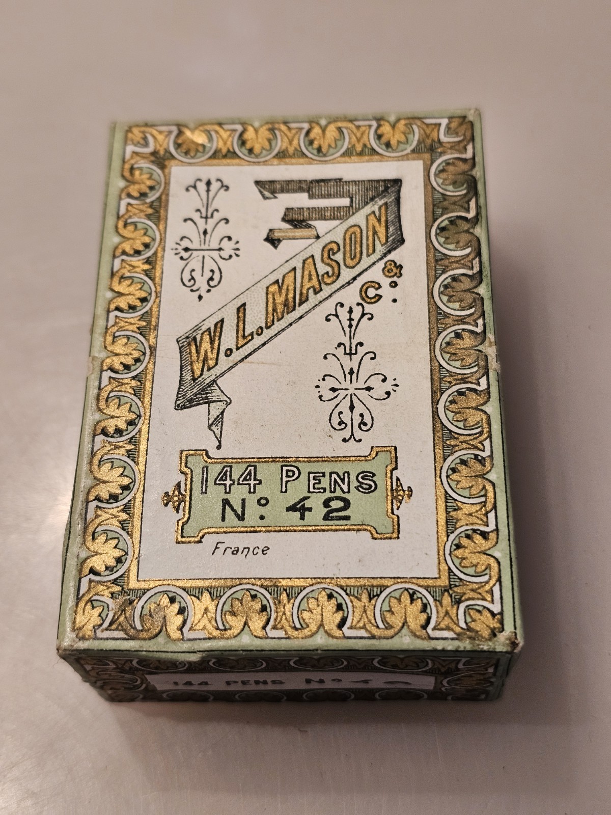 Antique W.L. Mason No 42 Steel Pen Nibs Box SEALED Unopened Gross 144 France