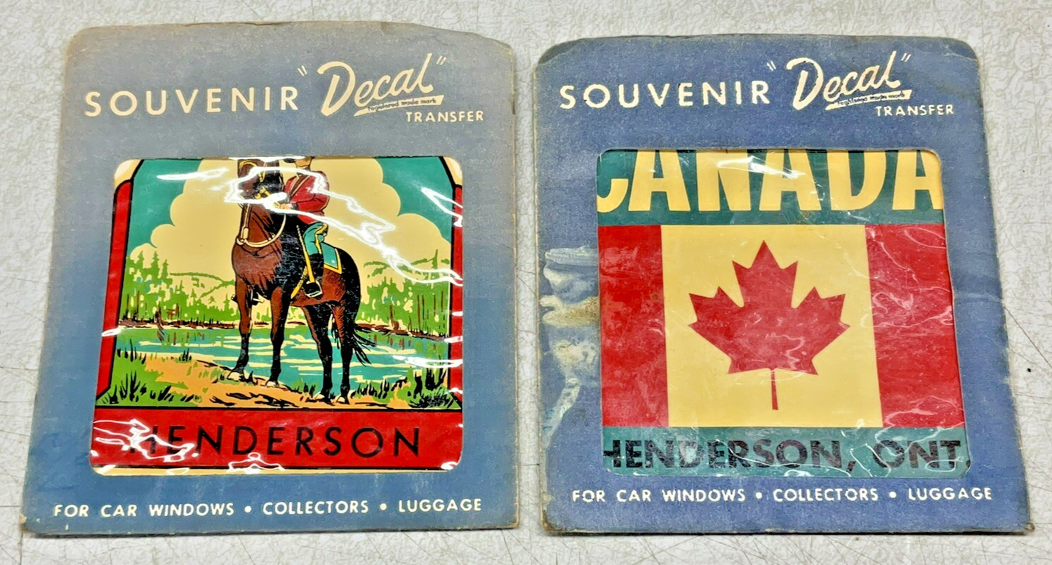 2x Vintage Henderson Ontario Canada Travel Souvenir Water Transfer Decal Sticker