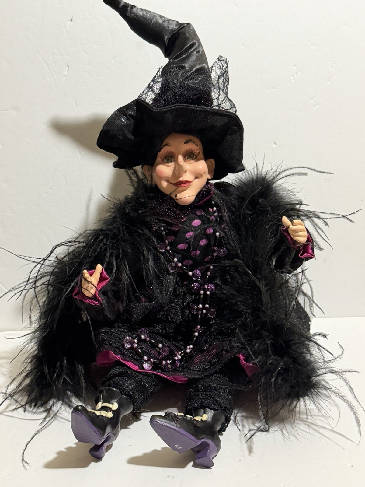 Raz Imports Halloween Witch Sitting Shelf Table Decor Fancy Dress Lifelike Face