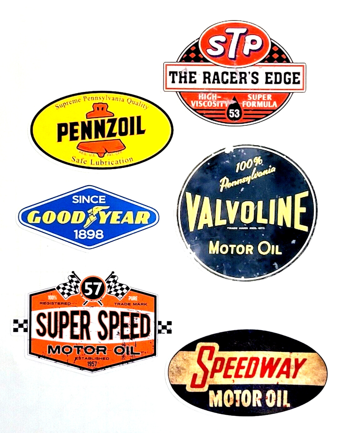 Set of 6 Vintage Motor Oil Cooler Toolbox Window Stickers Car Truck 3inch