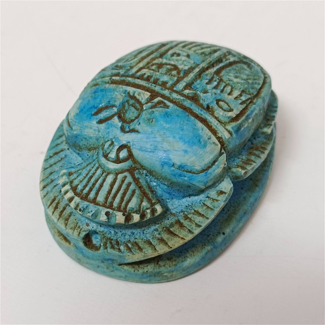 Handmade Ancient Egyptian Scarab Stone Figurine Pharaoh Style Collectible Piece Handmade Ancient Egyptian Scarab Stone Figurine Pharaoh Style Collectible Piece