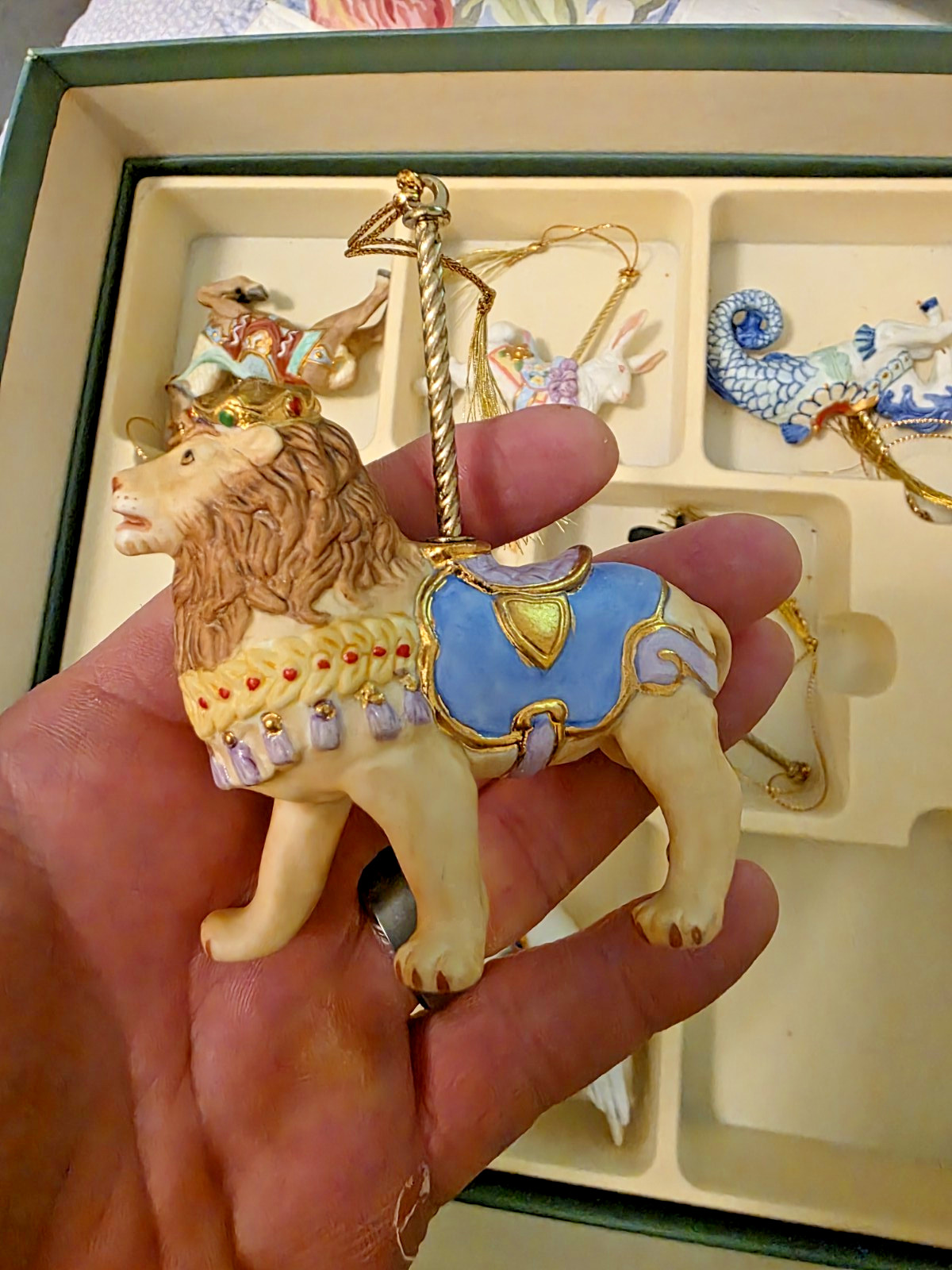 Lenox 1989 Christmas Carousel of Animals Ornaments Complete Set w/Box and COA
