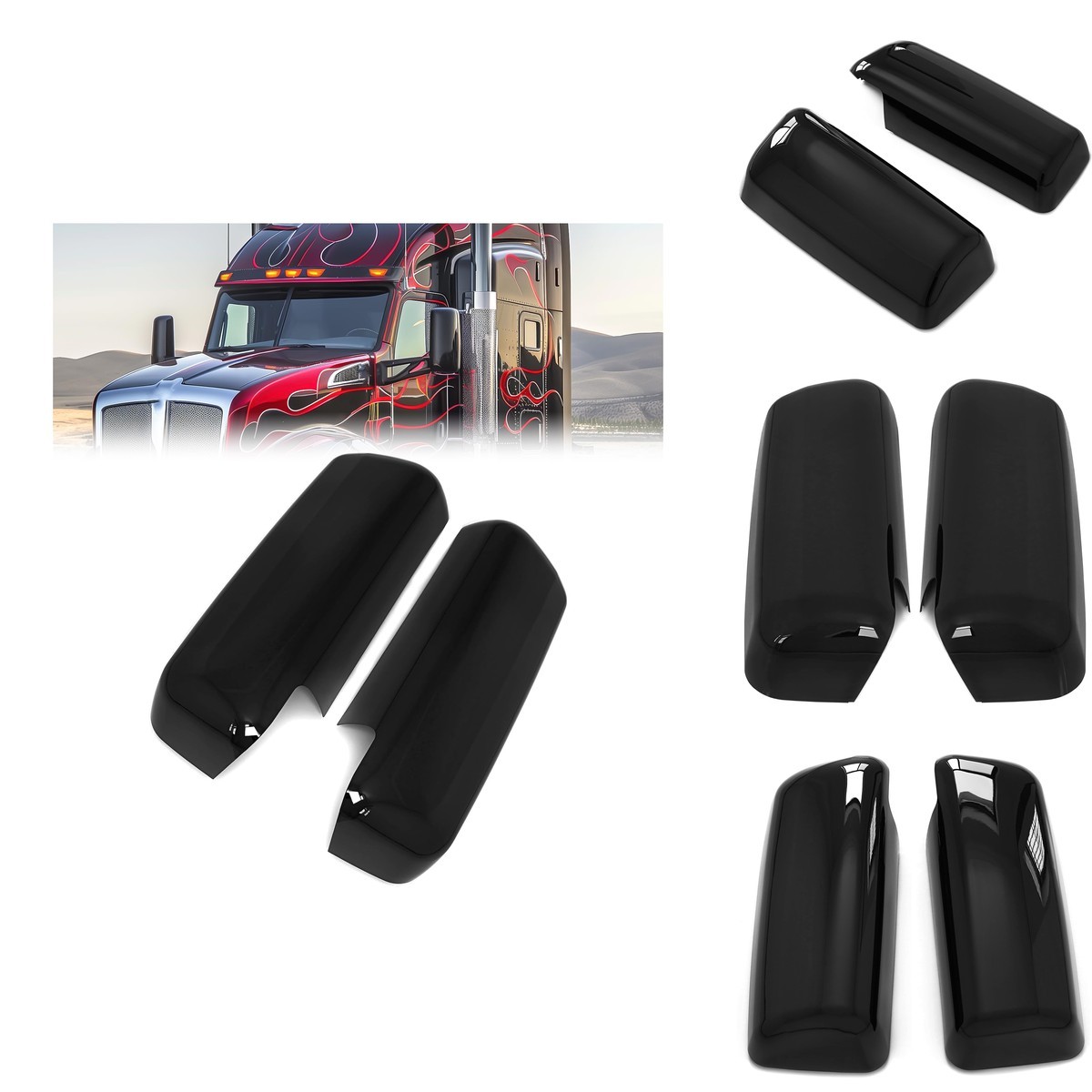 HECASA Pair Door Mirror Cover 2013-2023 Peterbilt 579