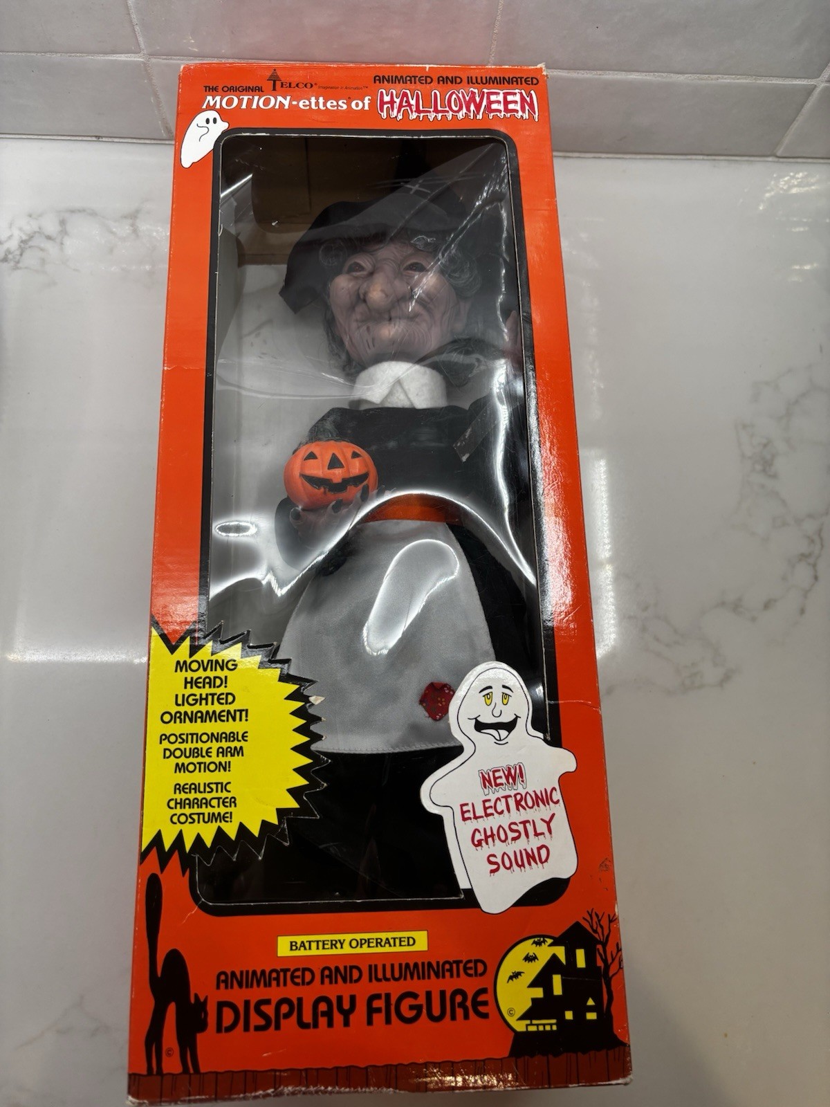 VTG Tested TELCO Motionette HALLOWEEN ANIMATED WITCH~Box~Lighted Eyes* NEW