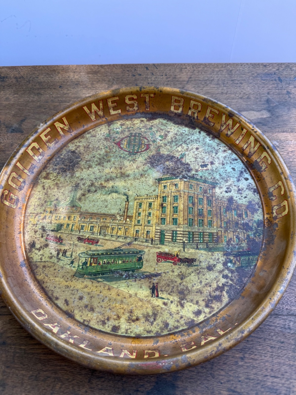 Antique Golden West Brewing Co Oakland CA Beer Tray Pre-Prohibition c1911 13”