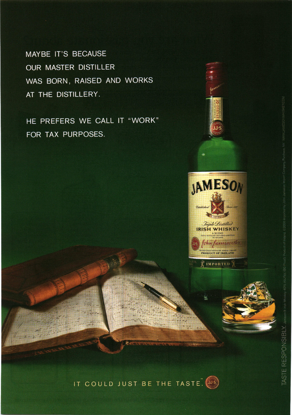2008 Jameson Irish Whiskey Print Ad Master Distiller Tax Purposes Bar Art