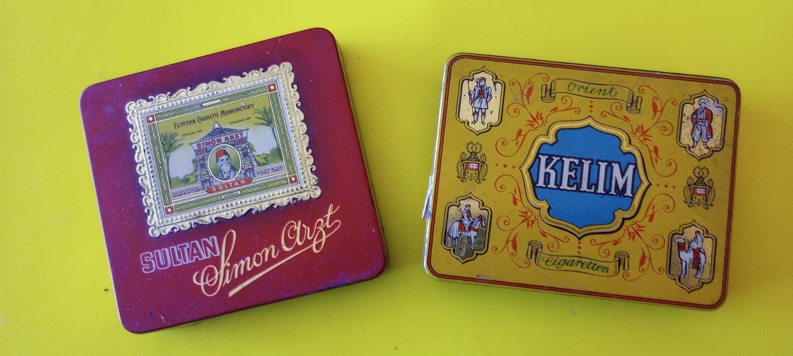 Vintage 1950s Simon Arzt Sultan and Kelim Orient Cigarettes Tins