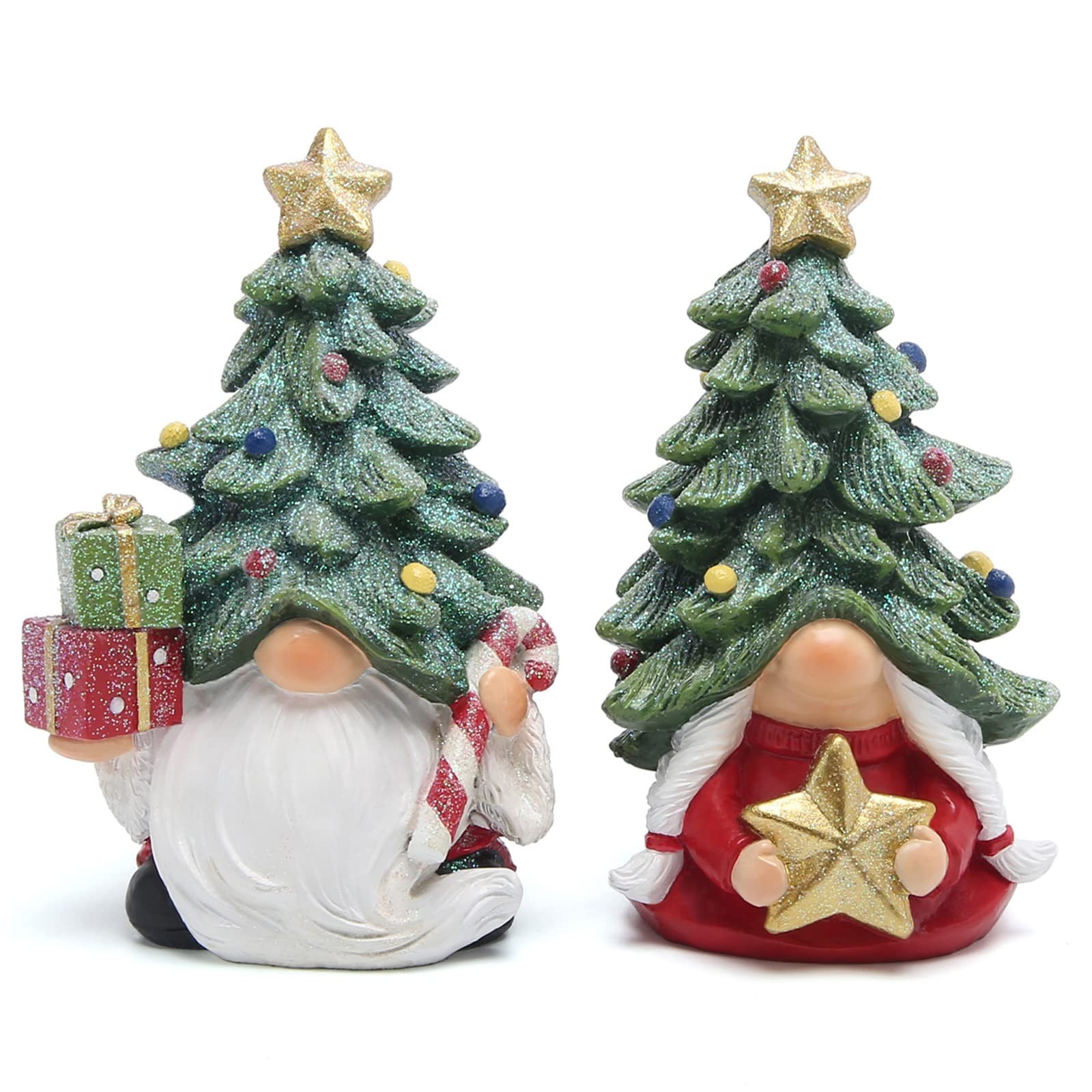 Christmas Gnome Decorations 2PCS Set, Cute Tree Figurines, Holiday Decor