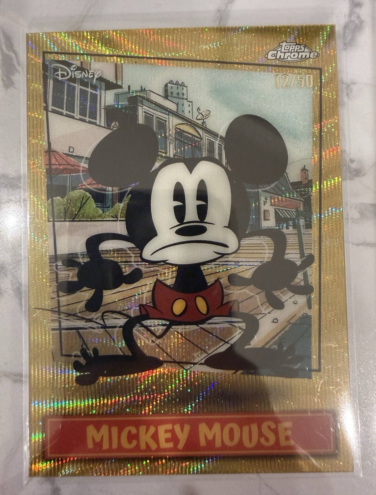 Topps 2026 Chrome Disney Mickey Mouse Serial MSSP-4 Gold Refractor 12/50