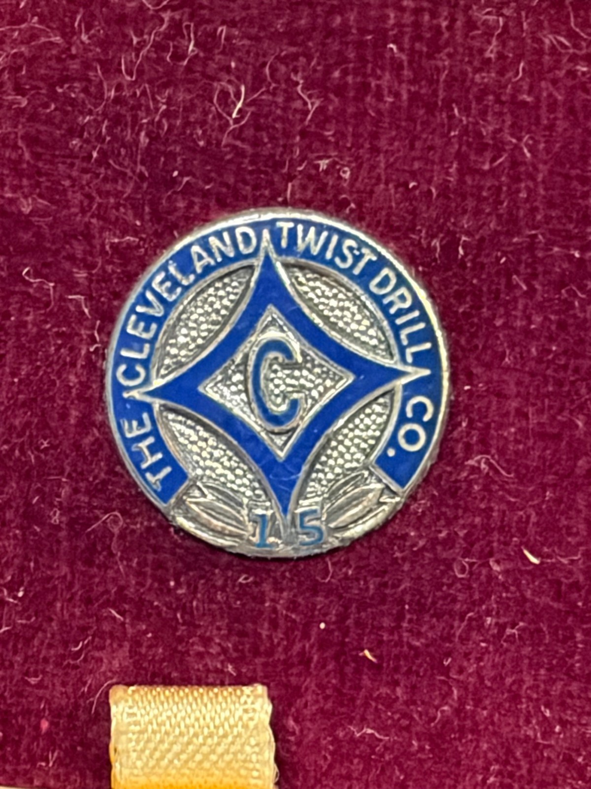 Vintage Cleveland Twist Drill Co 15 Year Service Pin Blue Enamel Orig Box