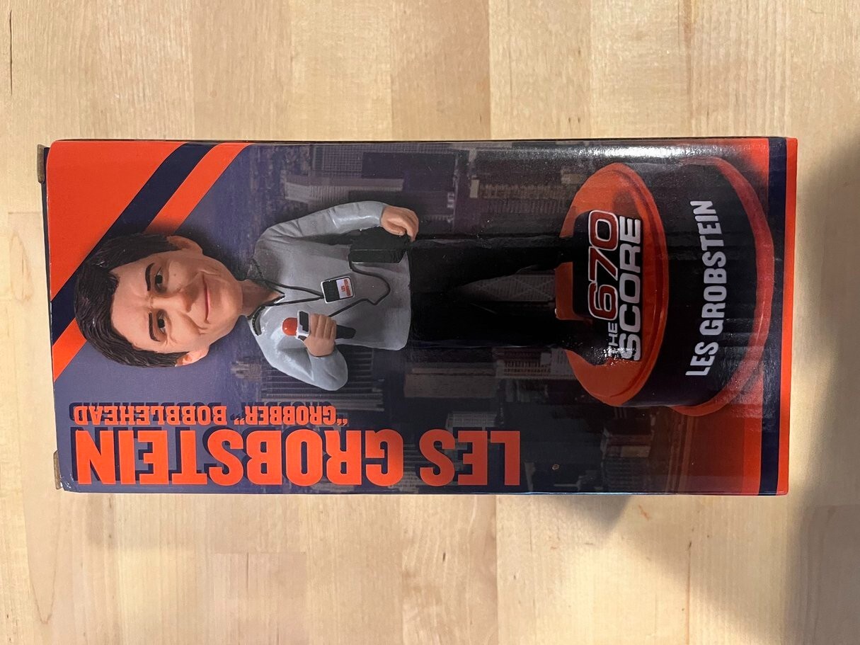 Les Grobstein Chicago Bears Radio Personality 670 The Score Bobblehead NEW RIP