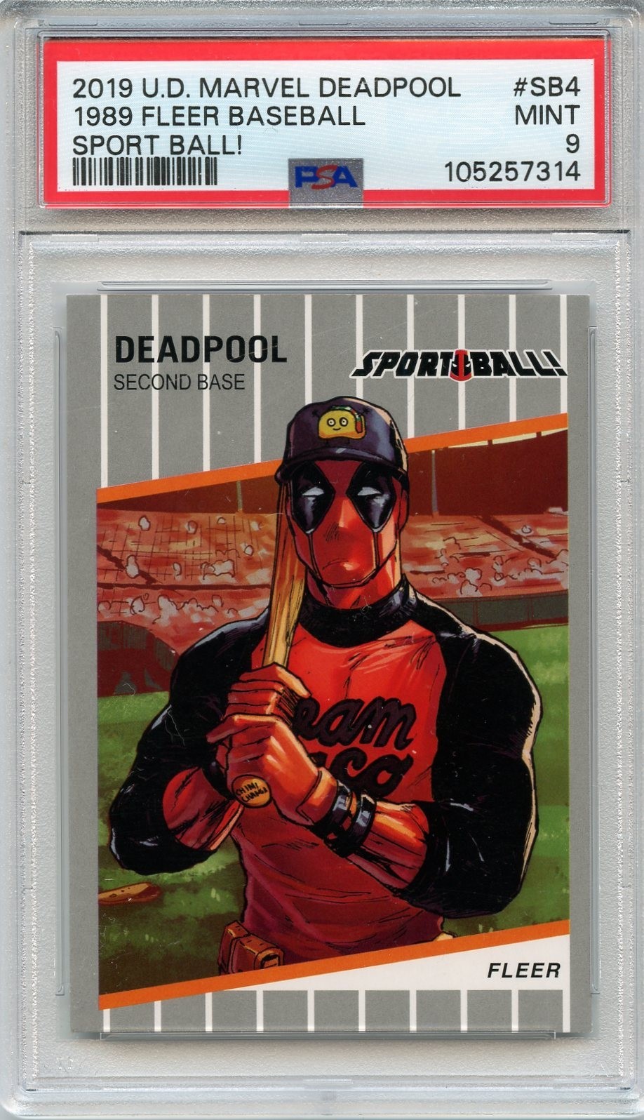 DEADPOOL 2019 Upper Deck Marvel Sport Ball #4 1989 Fleer Billy Ripken PSA 9 MINT