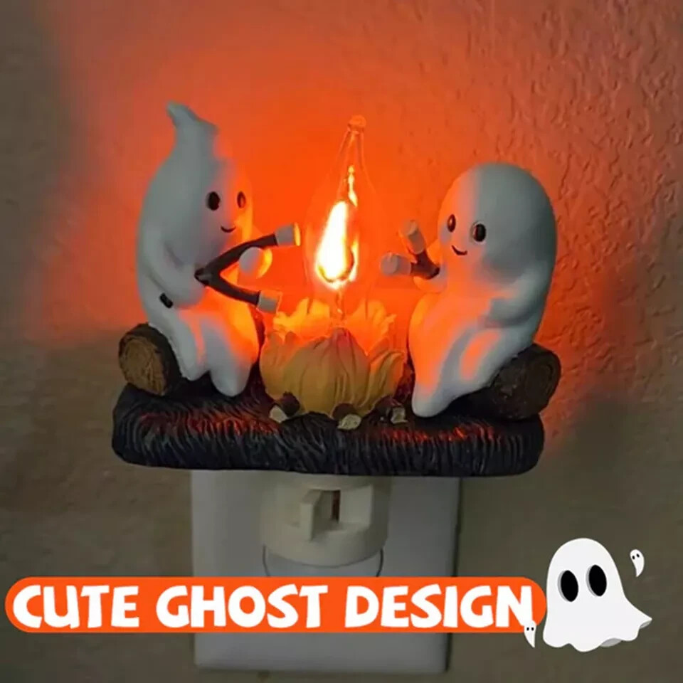 Halloween Ghost Campfire Fire Marshmallow Night Light Flickering Nightlight Gift