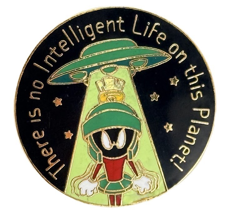 Vtg 1993 Marvin The Martian Movie Pin Warner Bros Alien UFO No Intelligent Life