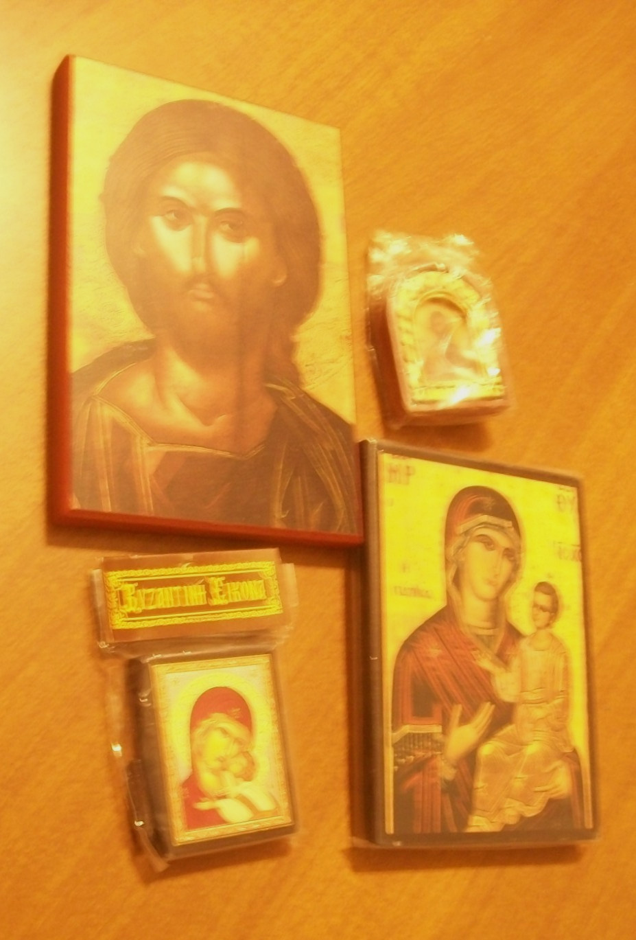 Lot of 4 Orthodox Christianity Byzantine Greek Icons - New