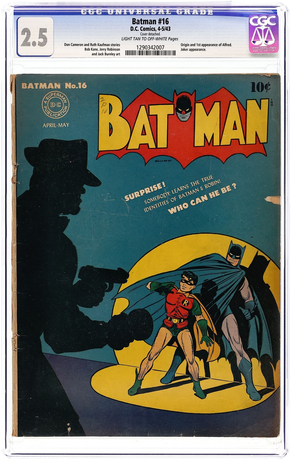 Batman #16 CGC 2.5 1943 1290342007 1st app. Alfred
