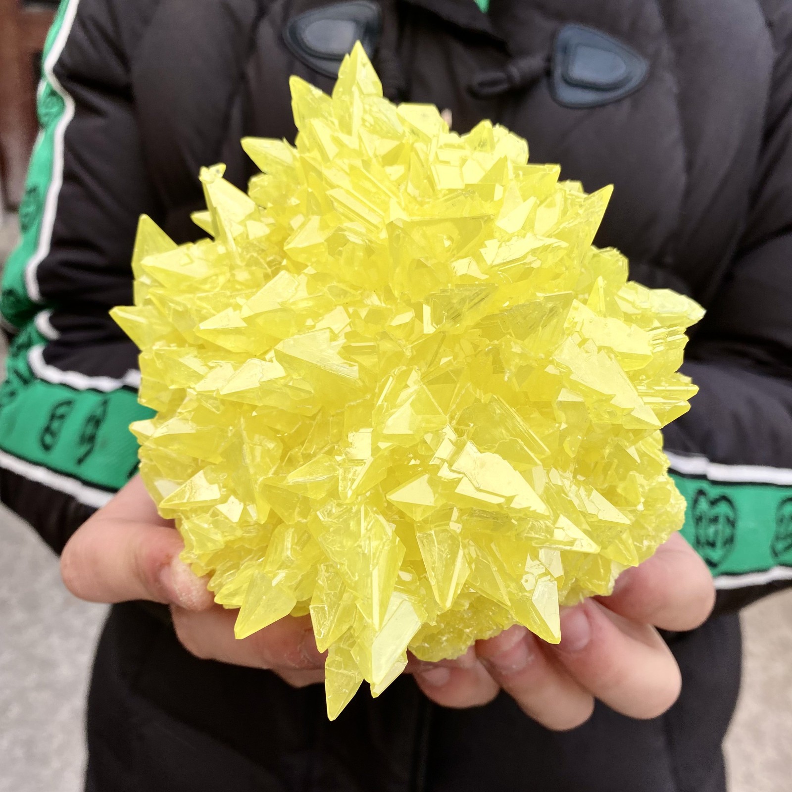 1.3LB  Rare Natural yellow sulfur crystal quartz crystal mineral specimen-