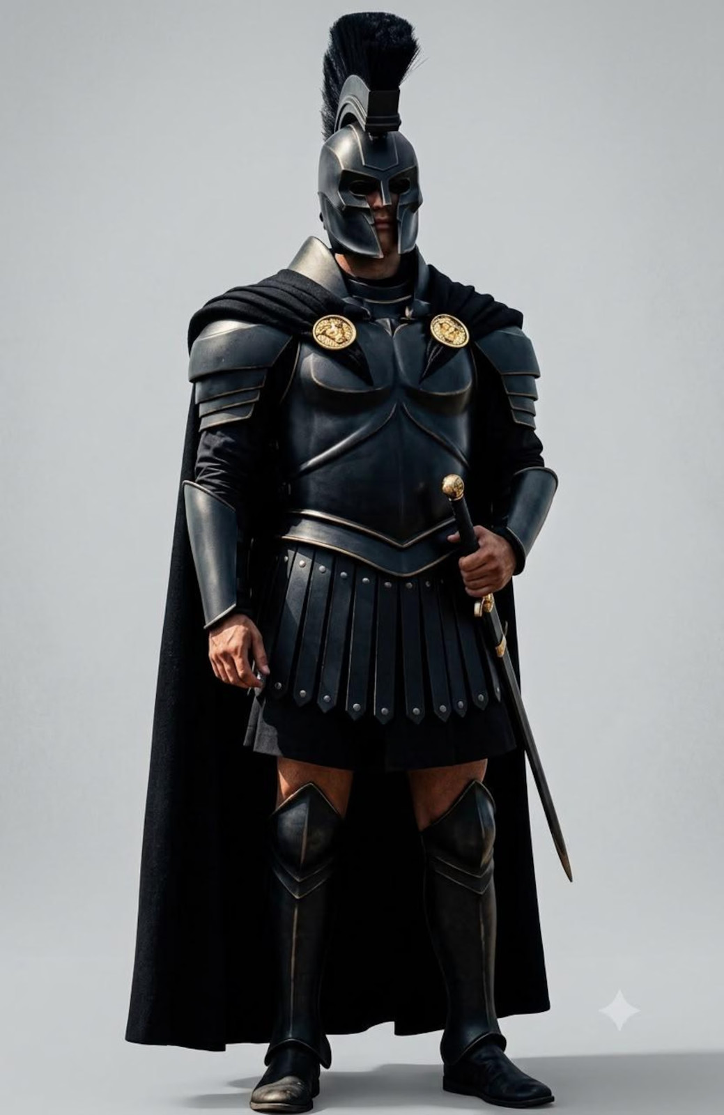 The Odyssey Helmet, Roman Centurion Armor Costume | Spartan Black Steel Armor