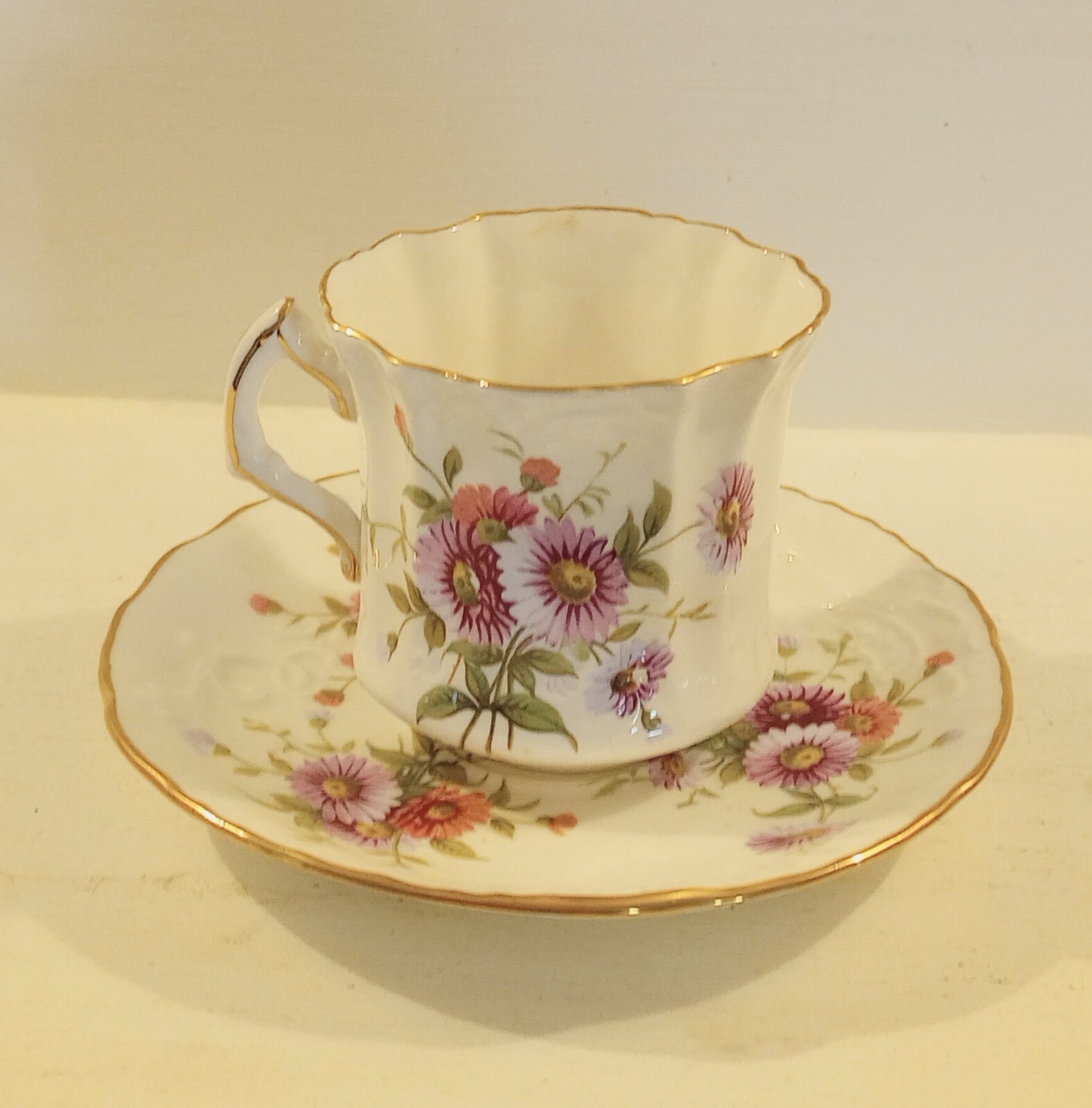 Hammersley Tea Cup and Saucer Set Pink and Purple Flowers
