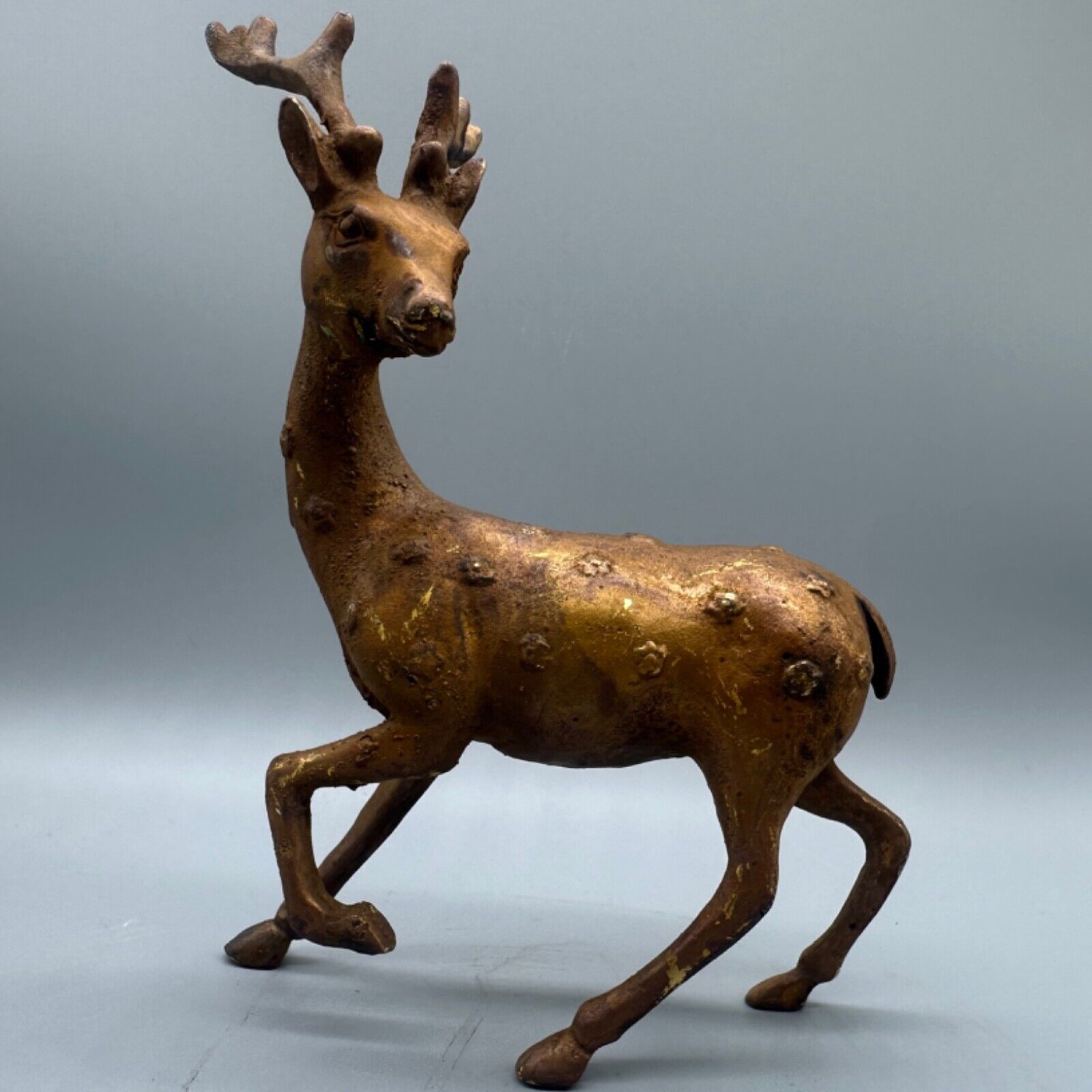 Wonderful Unique Ancient Roman Gold Gilded Bronze Deer Figure