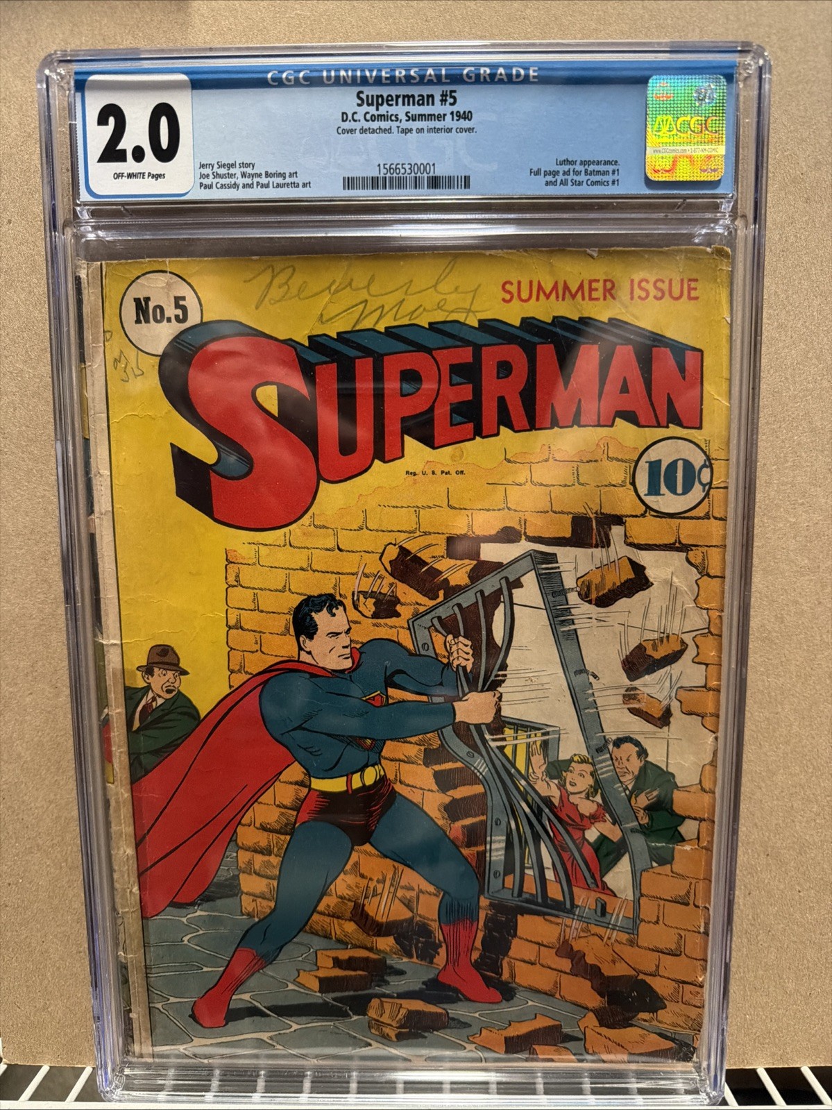 Superman #5 CGC 2.0 Off-White Pages 1940 See *CGC Notes*