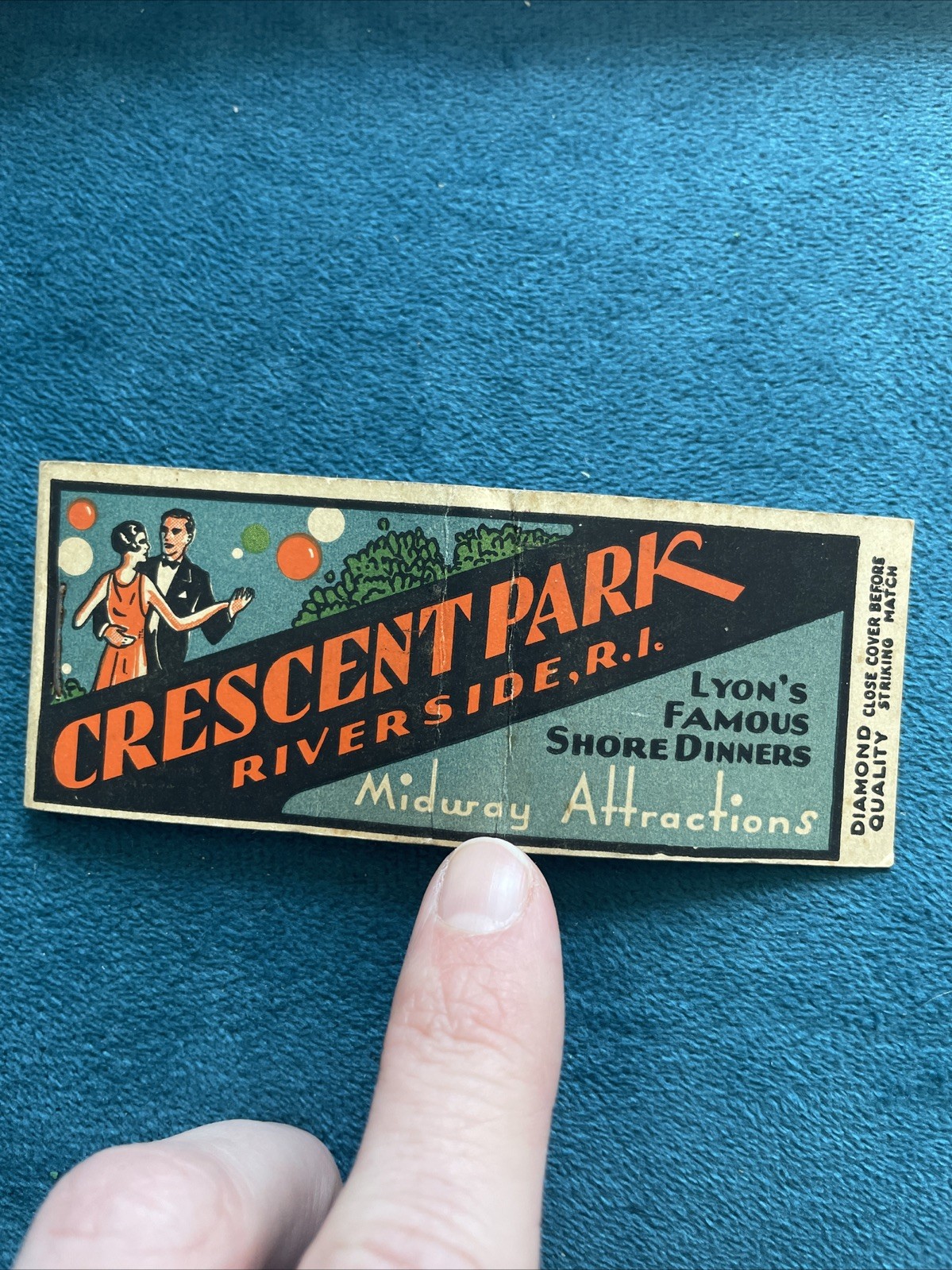 RARE Crescent Park Riverside Rhode Island DIAMOND QUALITY Matchbook FULL LENGTH RARE Crescent Park Riverside Rhode Island DIAMOND QUALITY Matchbook FULL LENGTH