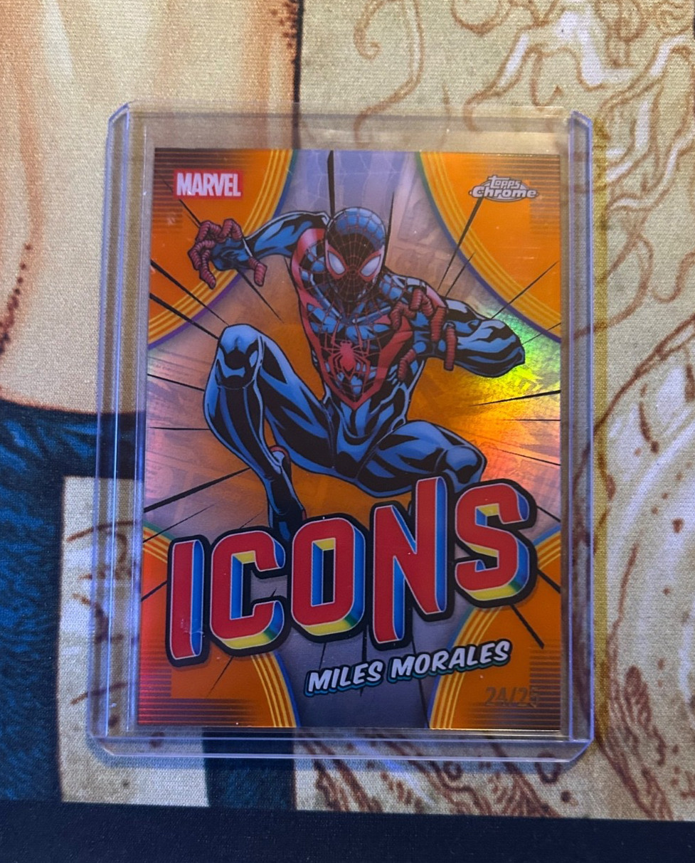 2026 Topps Chrome Marvel Comics #MI-13 Miles Morales Icons Orange #\'d /25 NM+