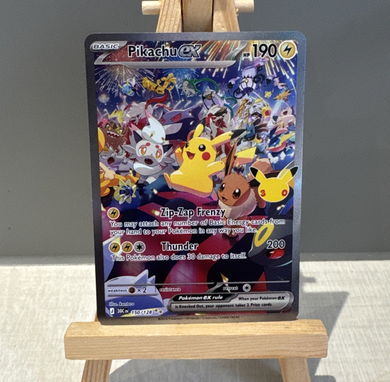 Pikachu Ex 150/128 Night 30th Celebration Anniversary SIR Pokemon TCG