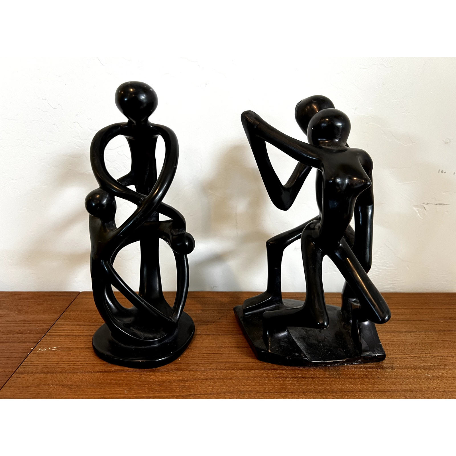 Two Kisii Kenyan Soapstone African Abstract Art Sculptures | Lovers | Family