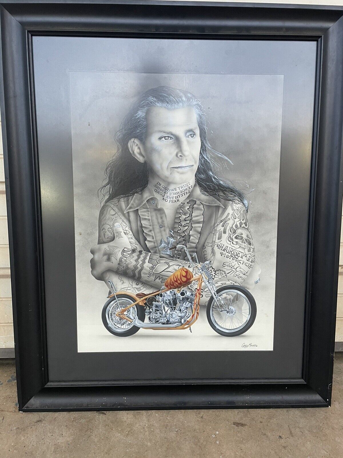 Indian Larry Motorcycle Frame Picture  Pic Is Not Autographed
