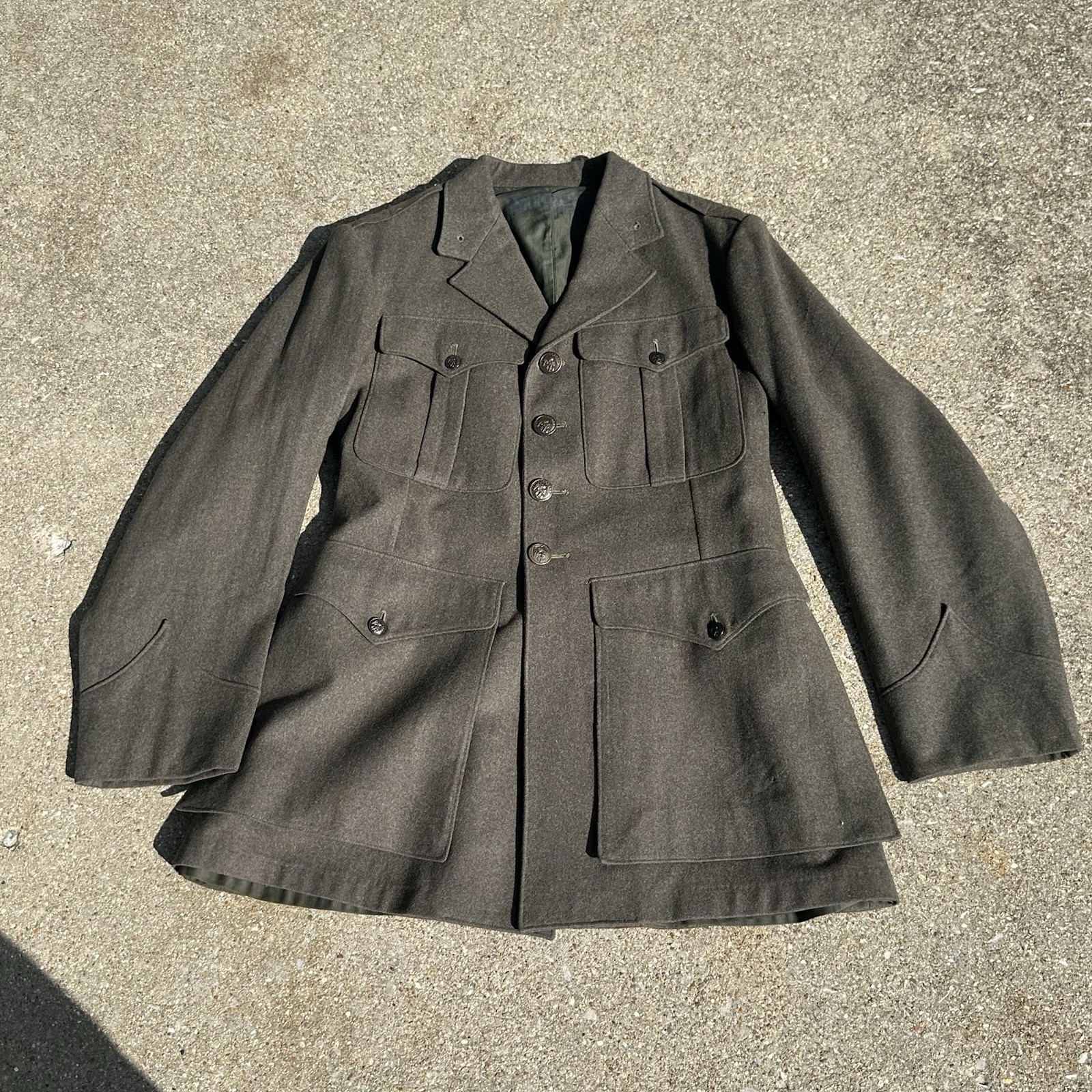 Vtg WWII US Army Officer Pinks and Greens Service Dress Jacket Coat ( Named )