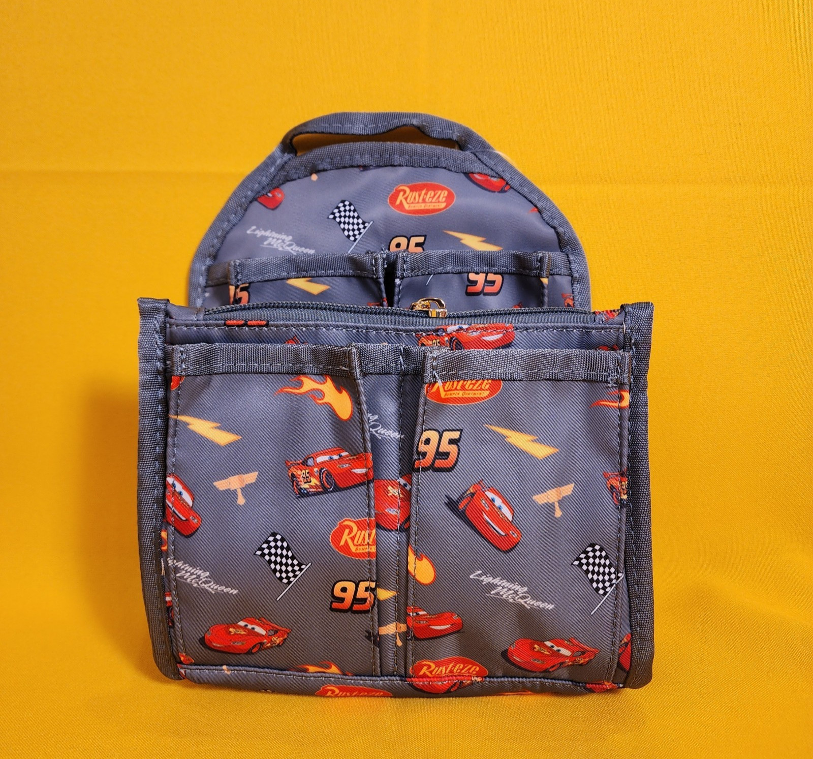 Disney Pixar Cars Lightning McQueen AOP Grey  Mini Backpack Organizer Insert NEW