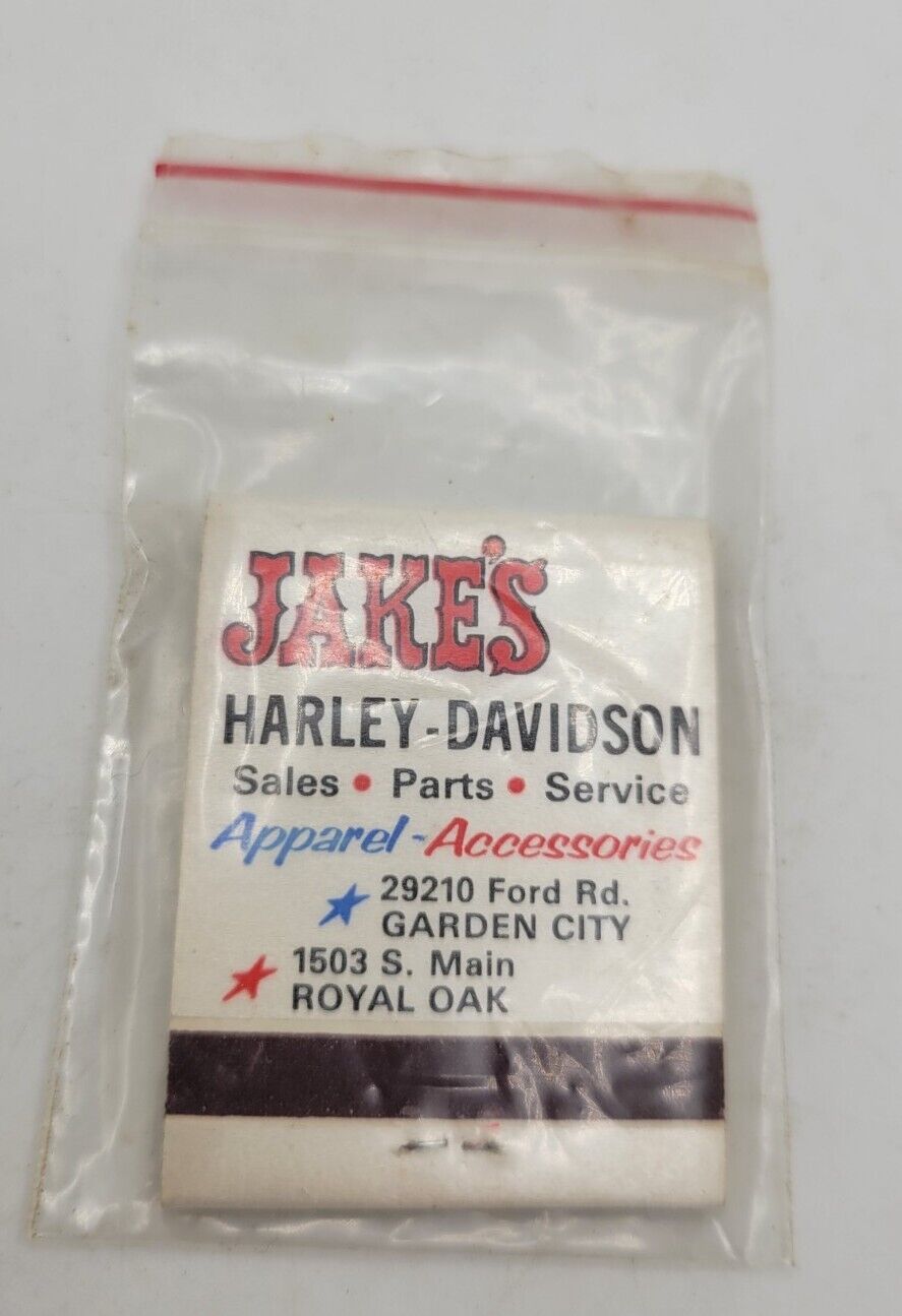 Vintage Harley Davidson Matchbook Jakes Repair Michigan 