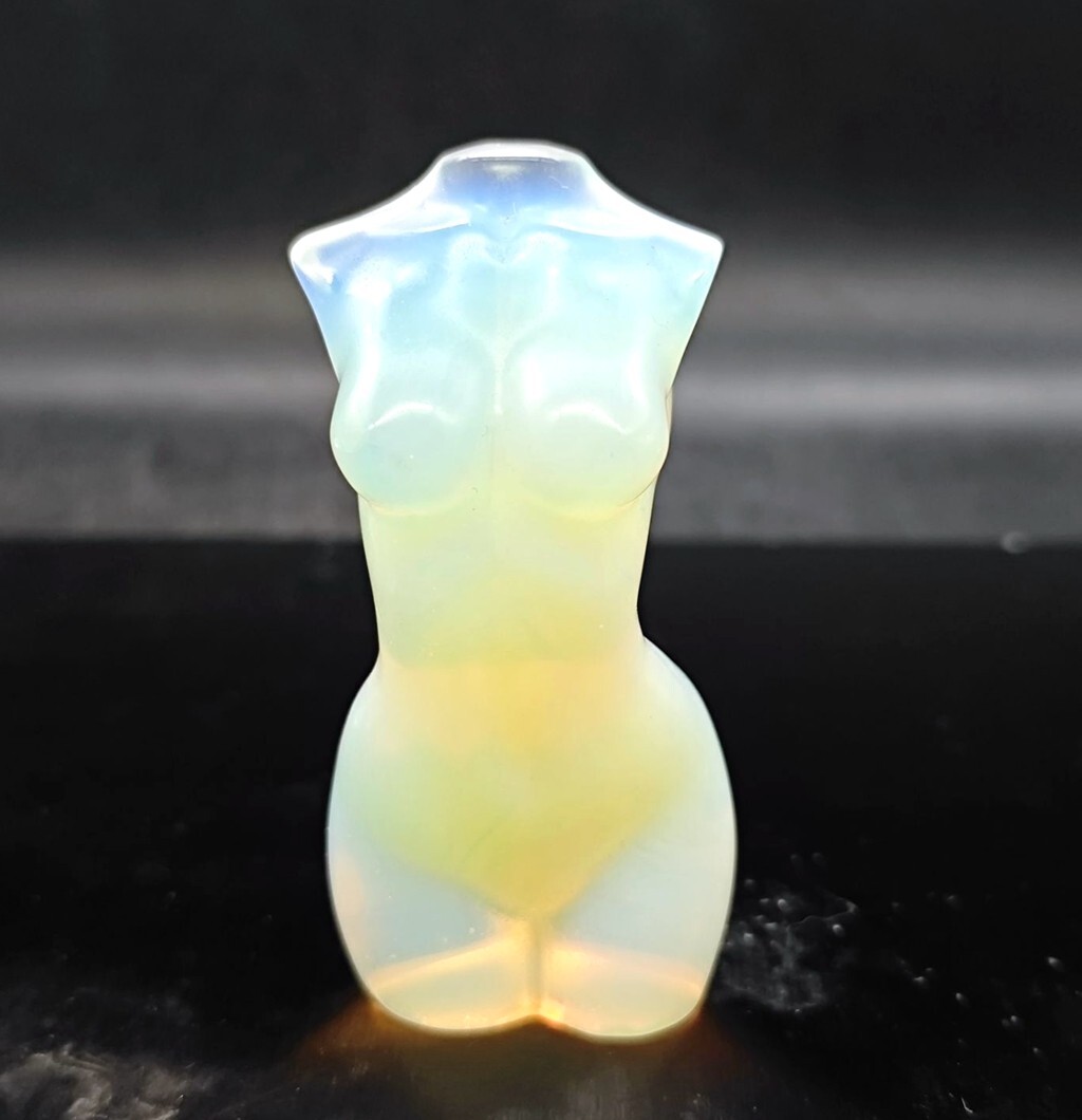 130g Cute Natural Opalite Hand Carved Women Body Crystal Quartz Decoration