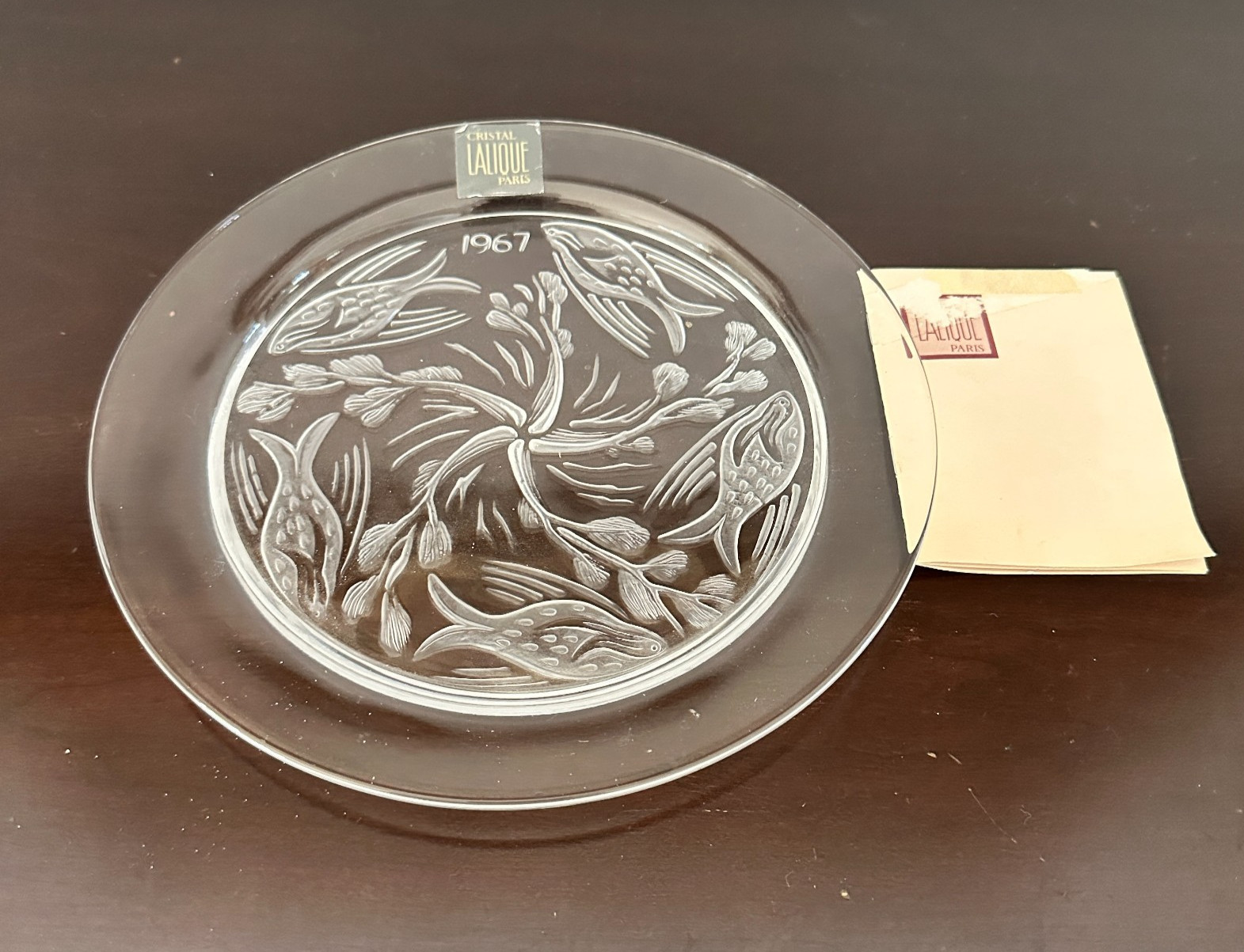 Vintage Lalique 1967 Clear Cristal  Plate New