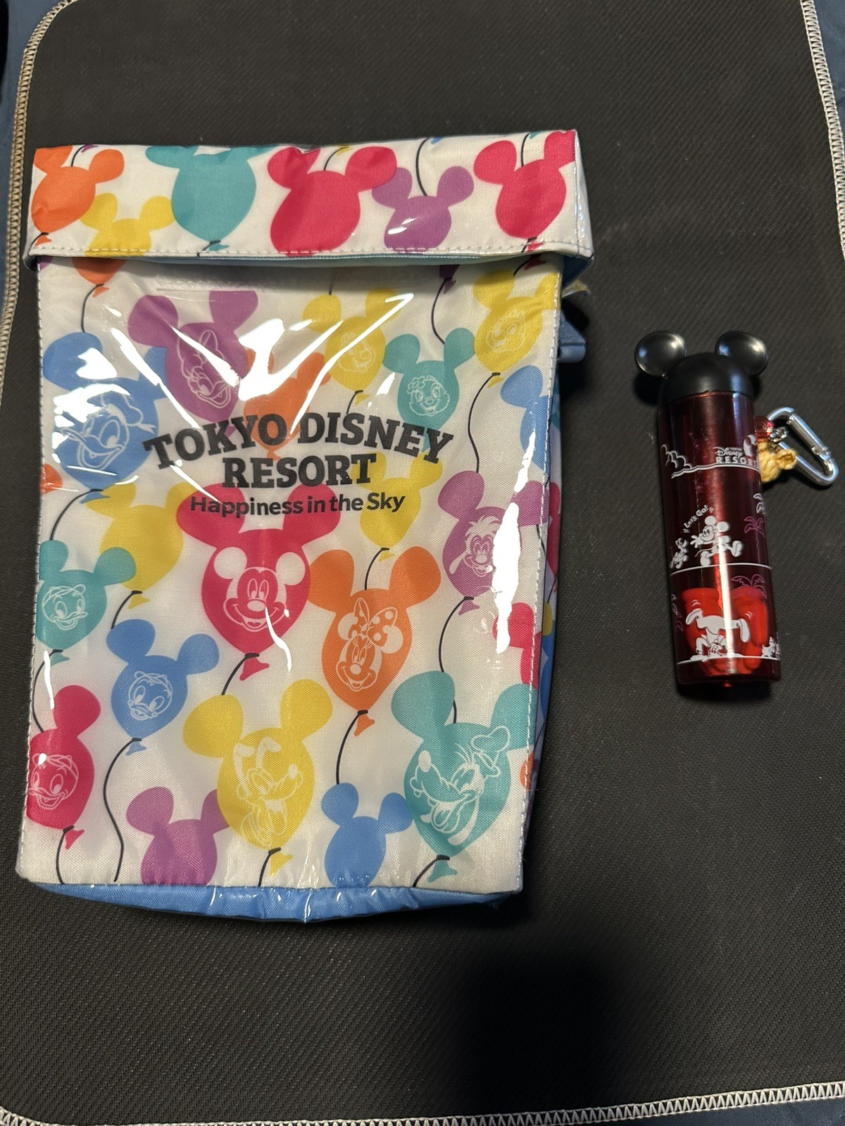 Tokyo Disney Mickey balloon Retro Popcorn bucket bag with Mickey hands tongs NEW