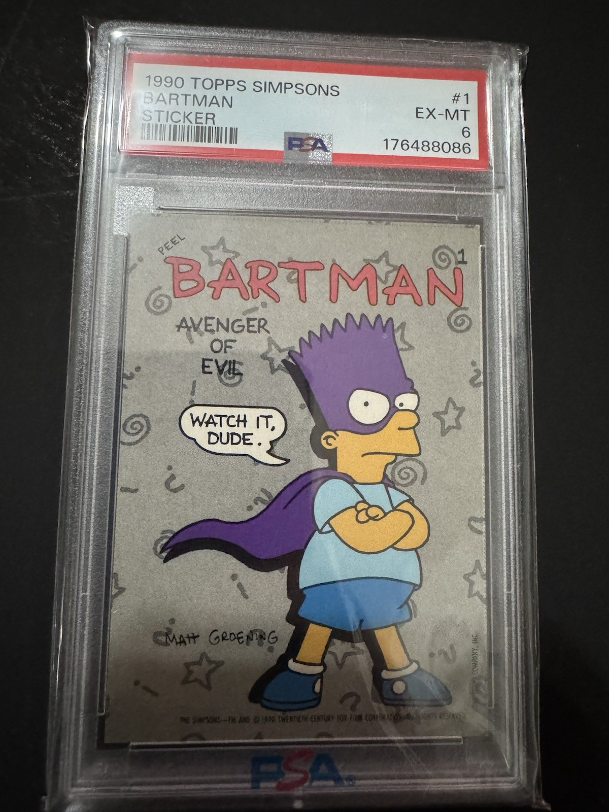 1990 Topps The Simpsons Series 1 BARTMAN #1 PSA 6 MASTER SET 💯 Complete