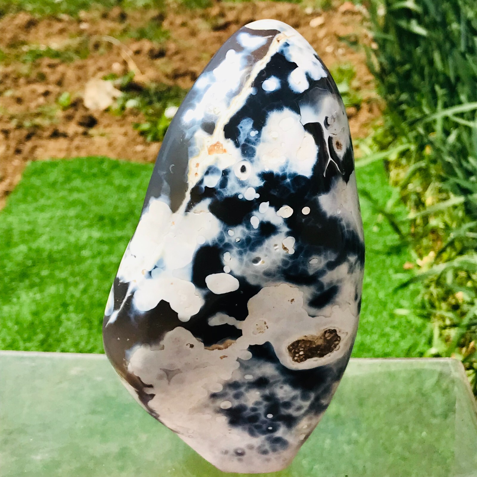 4.54lb Large Natural Orca Agate Quartz Crystal Display Mineral Specimen Healing