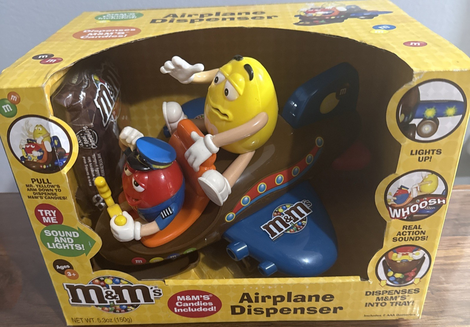 M&M's Airplane Candy Dispenser with Sounds & Lights 2012 New and sealed in box