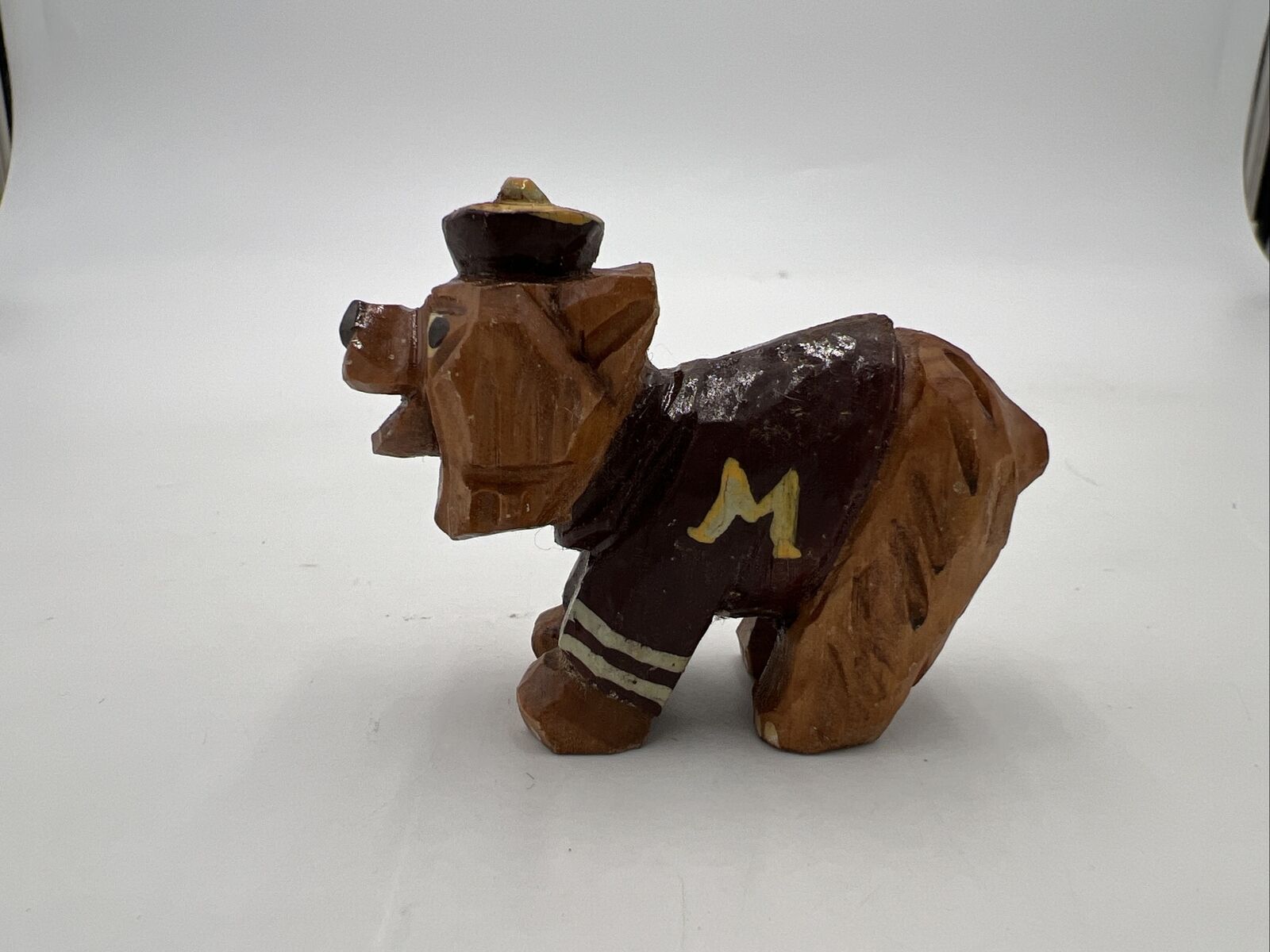 Vintage, Anri 1950\'s Wooden University of Montana Grizzly Mascot Rare 2.5”