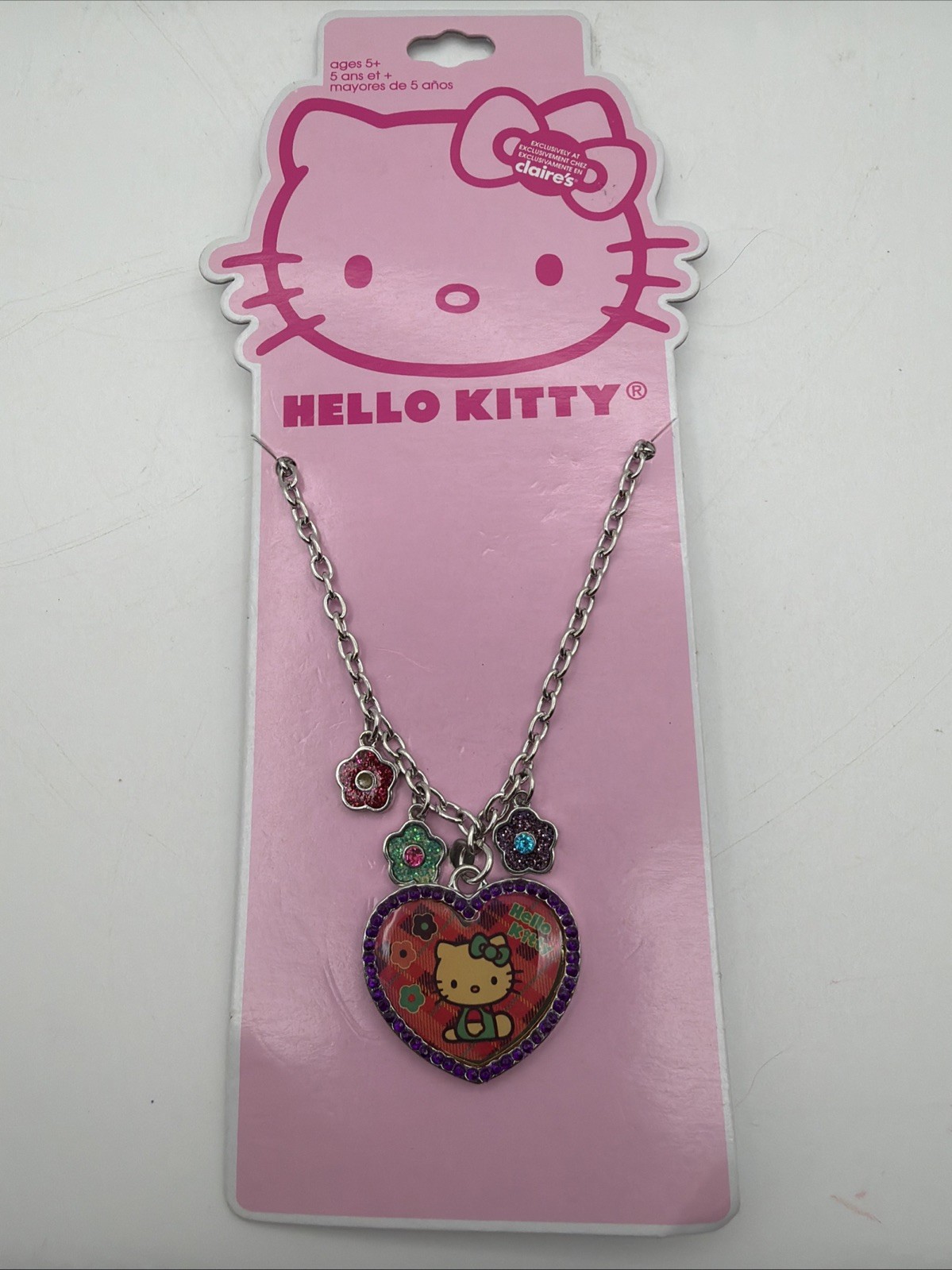 Hello Kitty Sanrio 2013 Heart Charm Necklace RARE Authentic New Pink Purple Cute