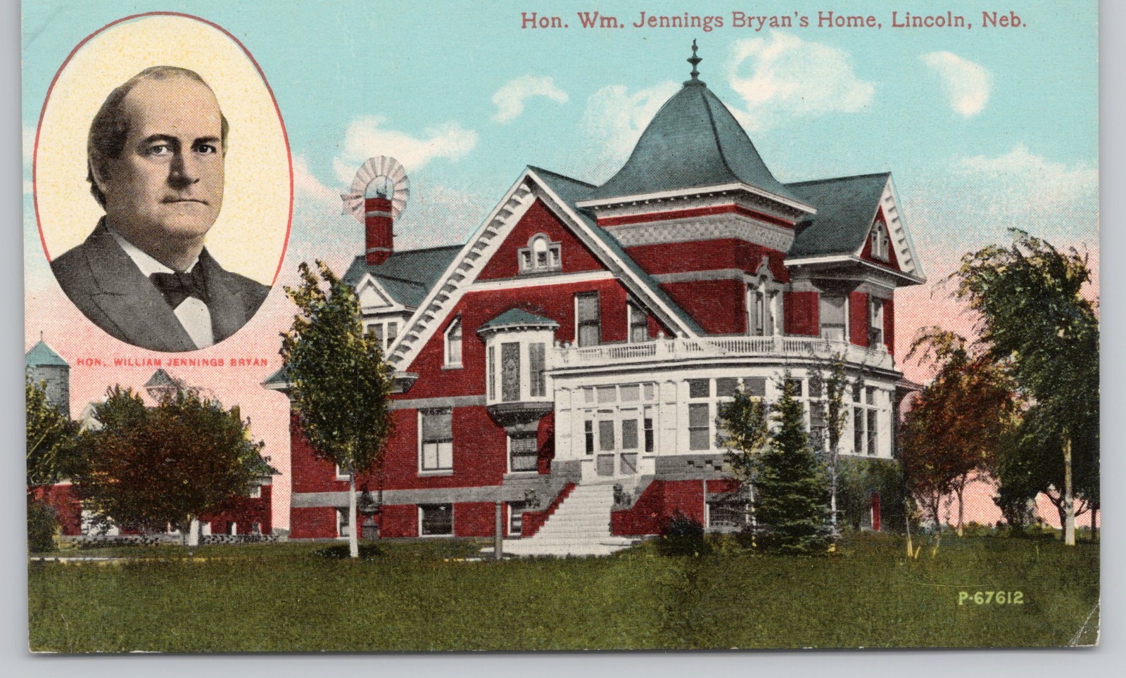 Hon. Wm. Jennings Bryan's Home Lincoln Nebraska NE Postcard