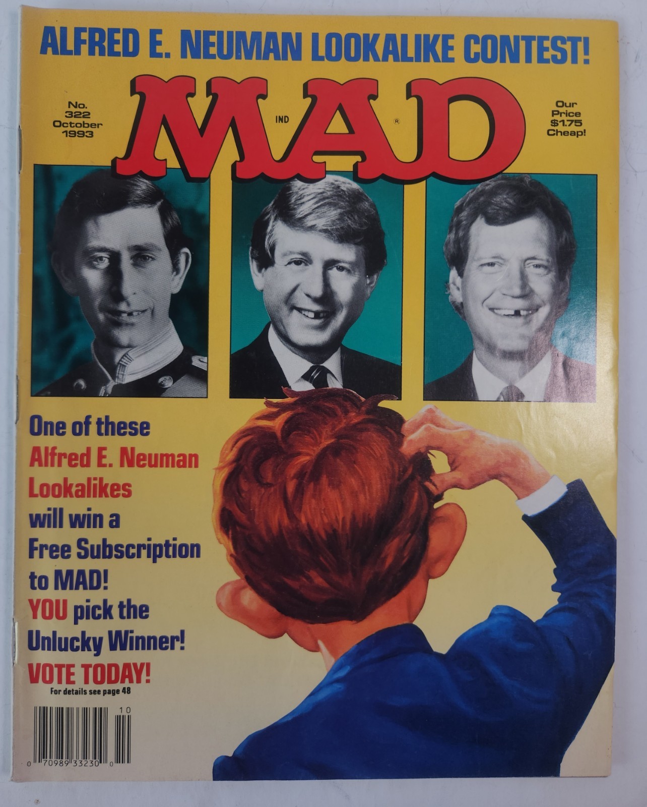 MAD MAGAZINE #322 OCTOBER 1993 LATE NIGHT TV DAVID LETTERMAN PARODY COVER FN