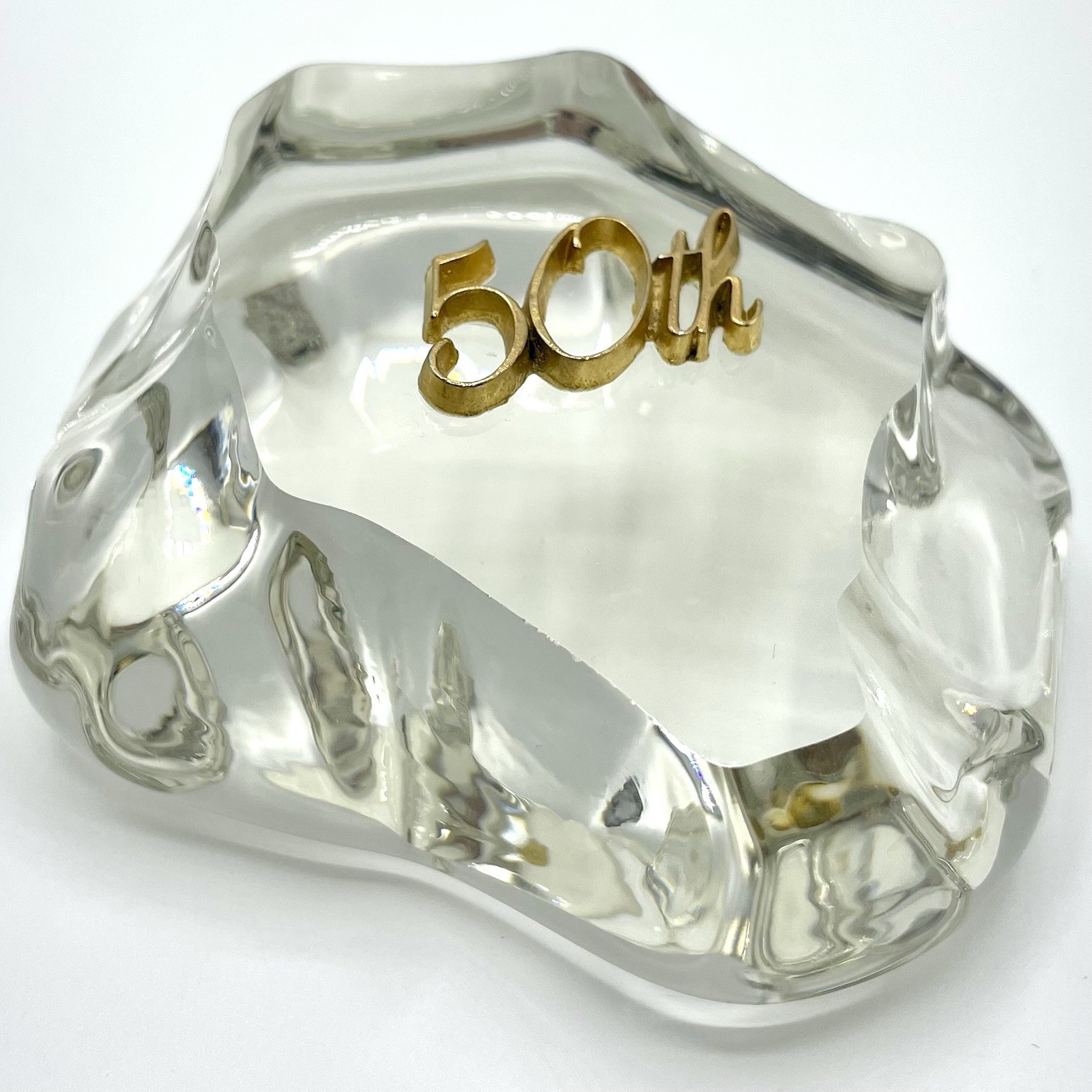 VTG 1986 Gerity Crystal 24K Gold 50th Birthday | Wedding Anniversary Paperweight