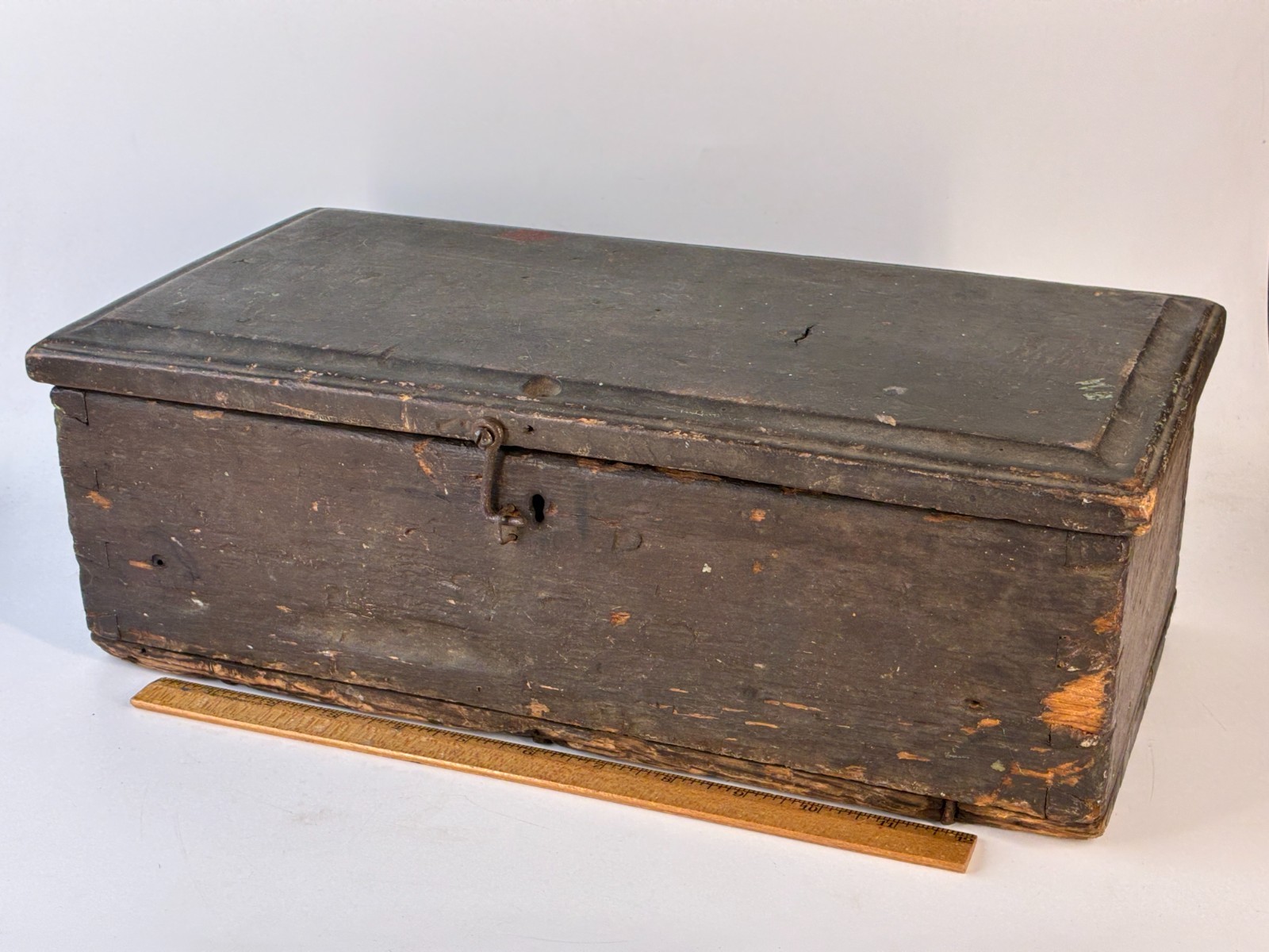 Antique Dovetail Wooden Box Tool Chest Keepers Primitive Country Folk Art Decor