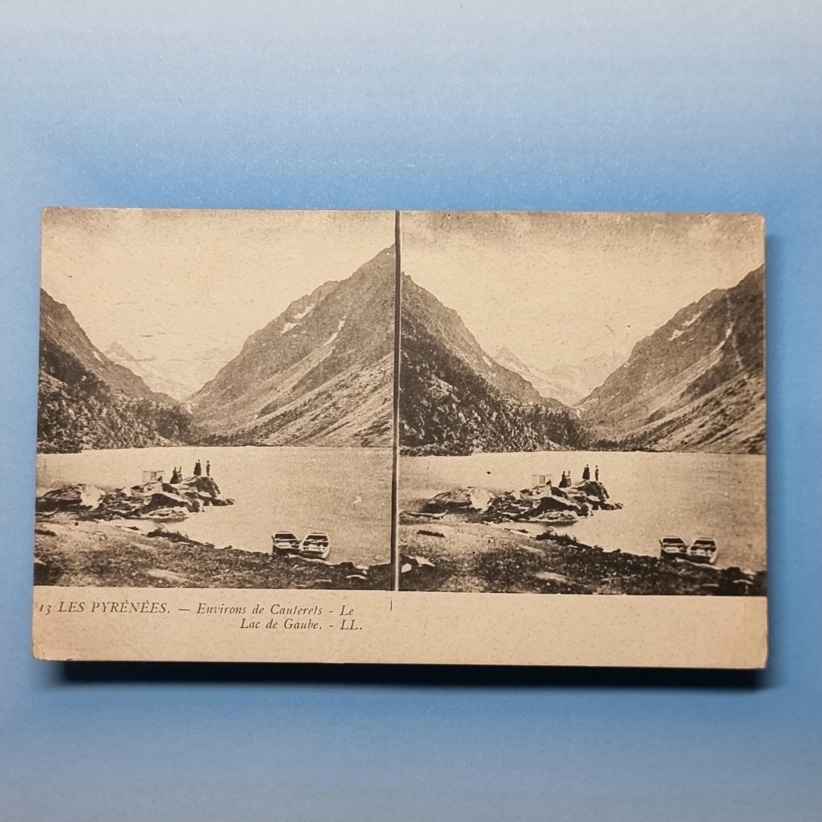 Cauterets Stereoview C1910 France Gaube Lake Postcard Novelty L.L Levy