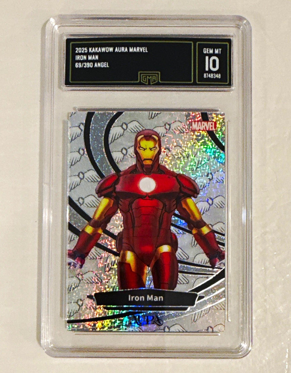 2025 Kakawow Marvel Aura Iron Man Angel #AM-IA-54 Serial #/390 Gem Mint 10